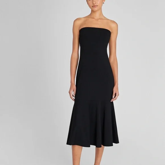 Fluted Strapless Knit Midi Dress Fluted Strapless Knit Midi Dress